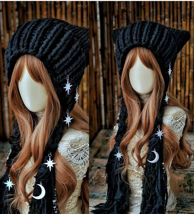 Nowa czapka z kocimi uszami i oryginalnymi ogonami. Handmade