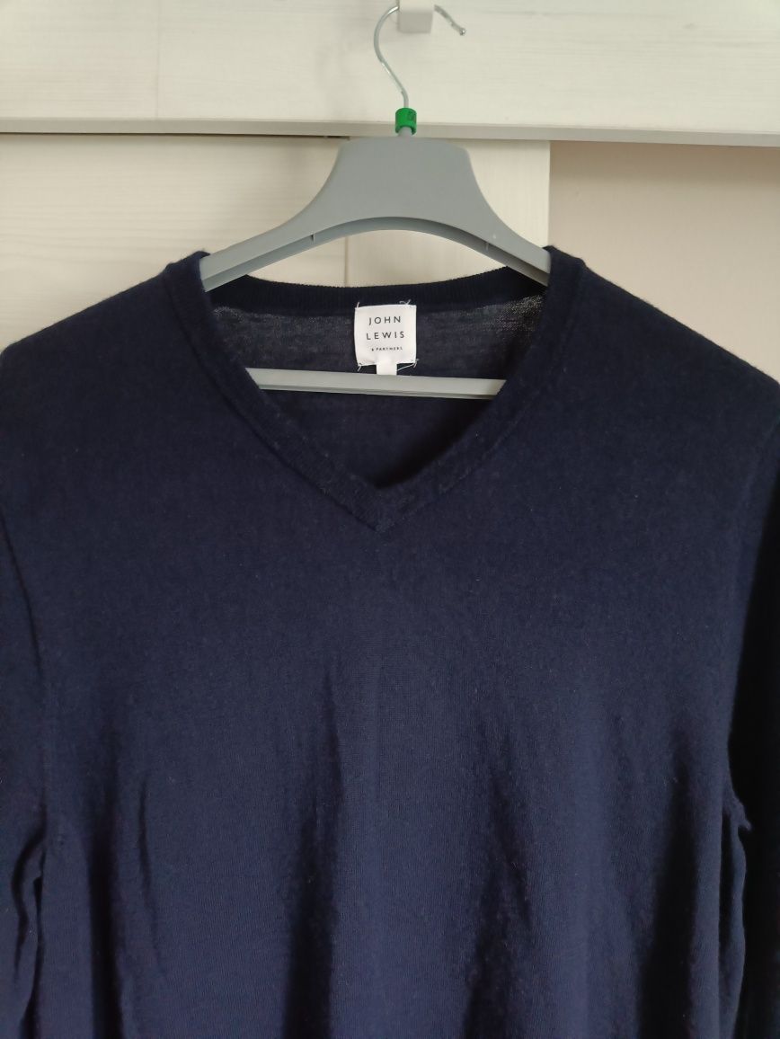 Męski, granatowy sweter wełniany John Lewis r. XXL