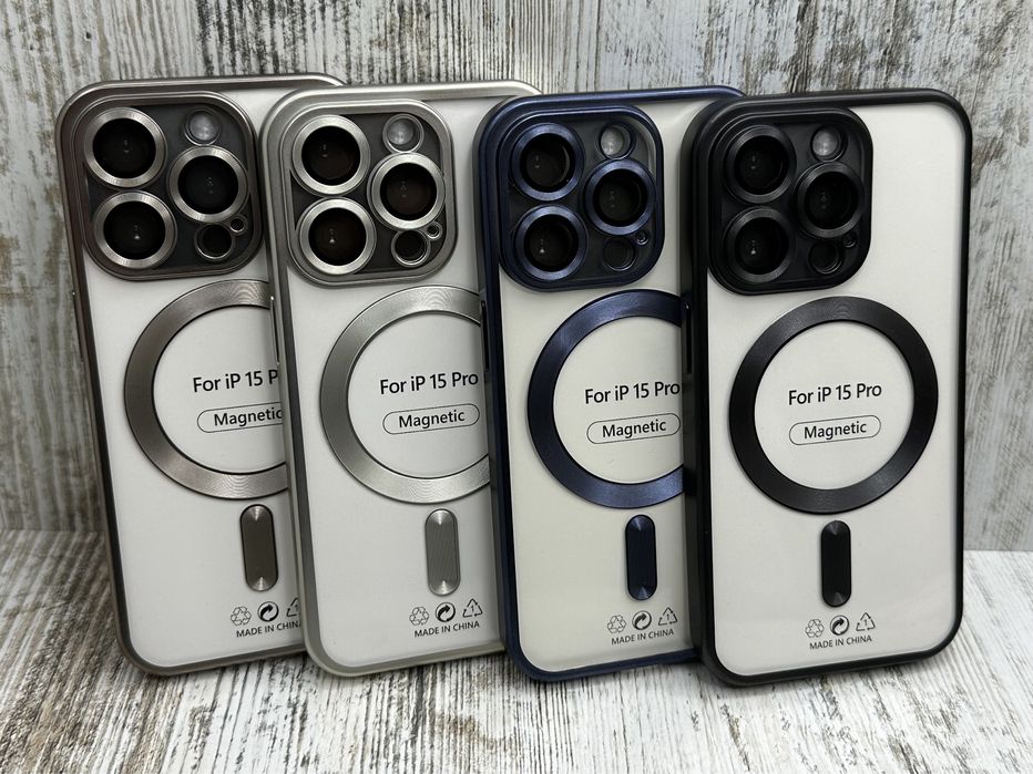 Чехол Chrome MagSafe на iPhone 15 Pro Max/ 15 Pro. Защита камер. Чохол