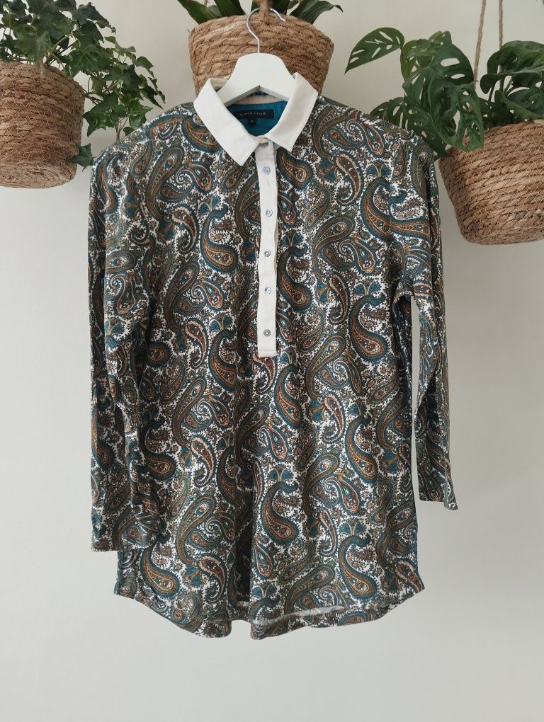 Bluzka z kołnierzykiem w orientalny print, listwa guzikowa r. 38 Tommy