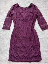 Sukienka mini koronkowa bordo XL