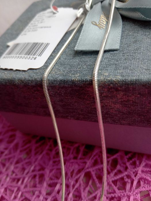 Срібний ланцюг снейк змійка 55 50 45 40 серебряная цепочка родированна