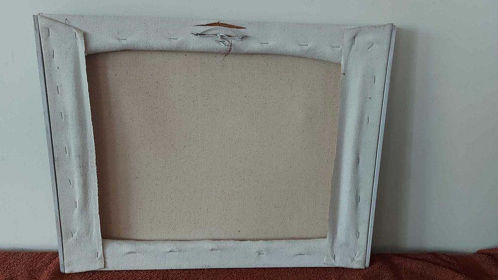 Obraz P. Basel – nadmorski pejzaż w stylu naiwnym 51×41 cm