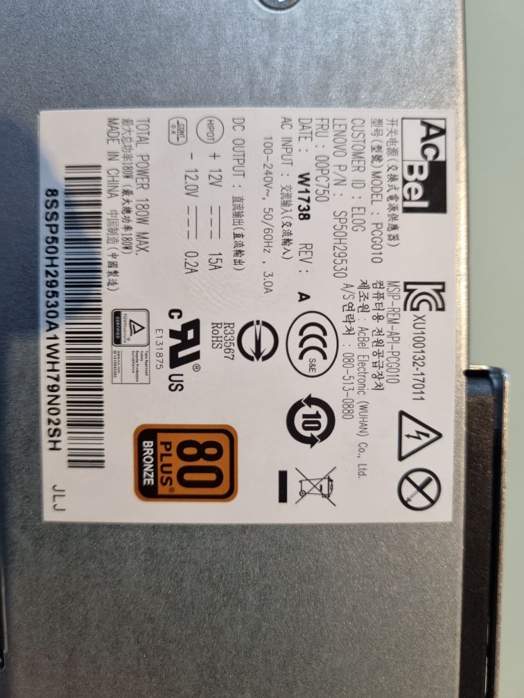 Zasilacz komputerowy 180W PCG010 do PC Lenovo