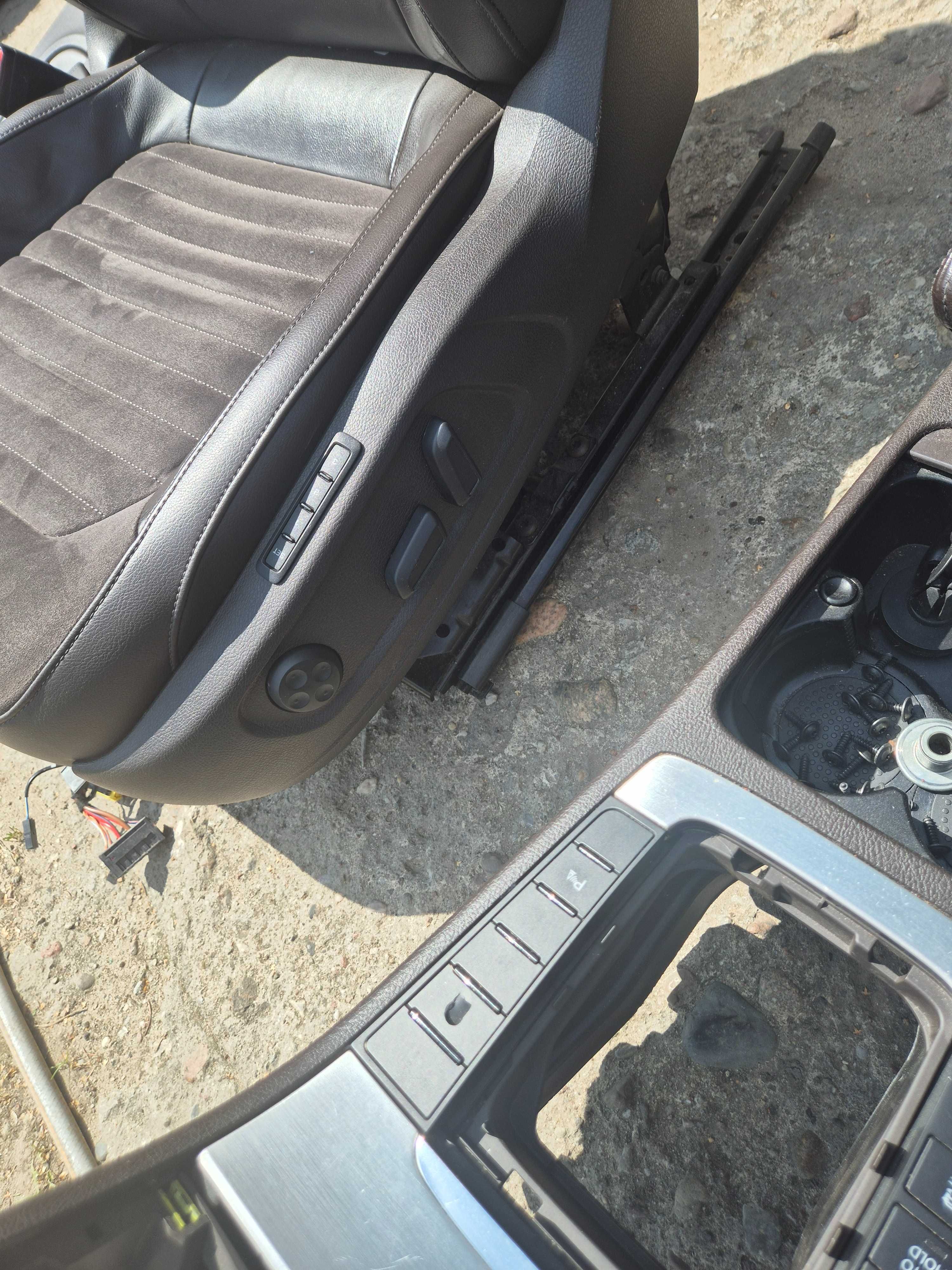 fotele boczki skóra VW PASSAT B7 kombi ALCANTARA brązowe BDB