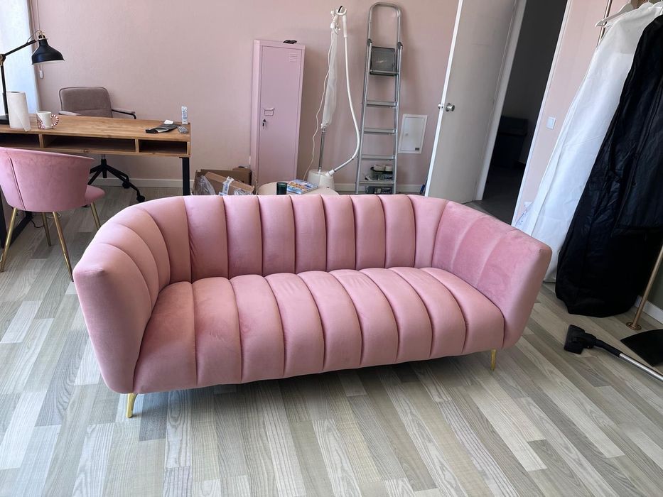 Sofá SKLUM 3 lugares novo em veludo Creys - cor peonia