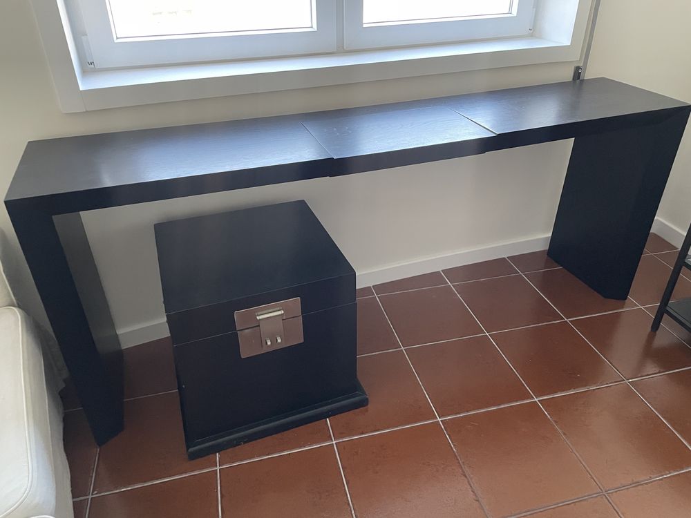 Mesa consola madeira preta maciça