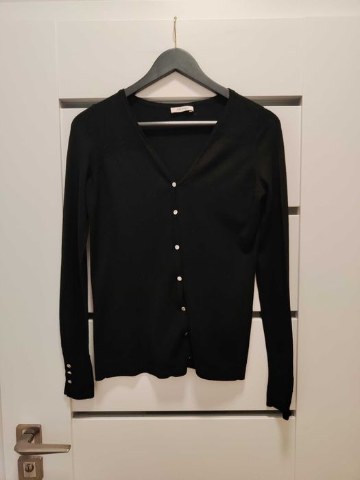 Świąteczny Czarny sweterek kardigan na guziki Orsay