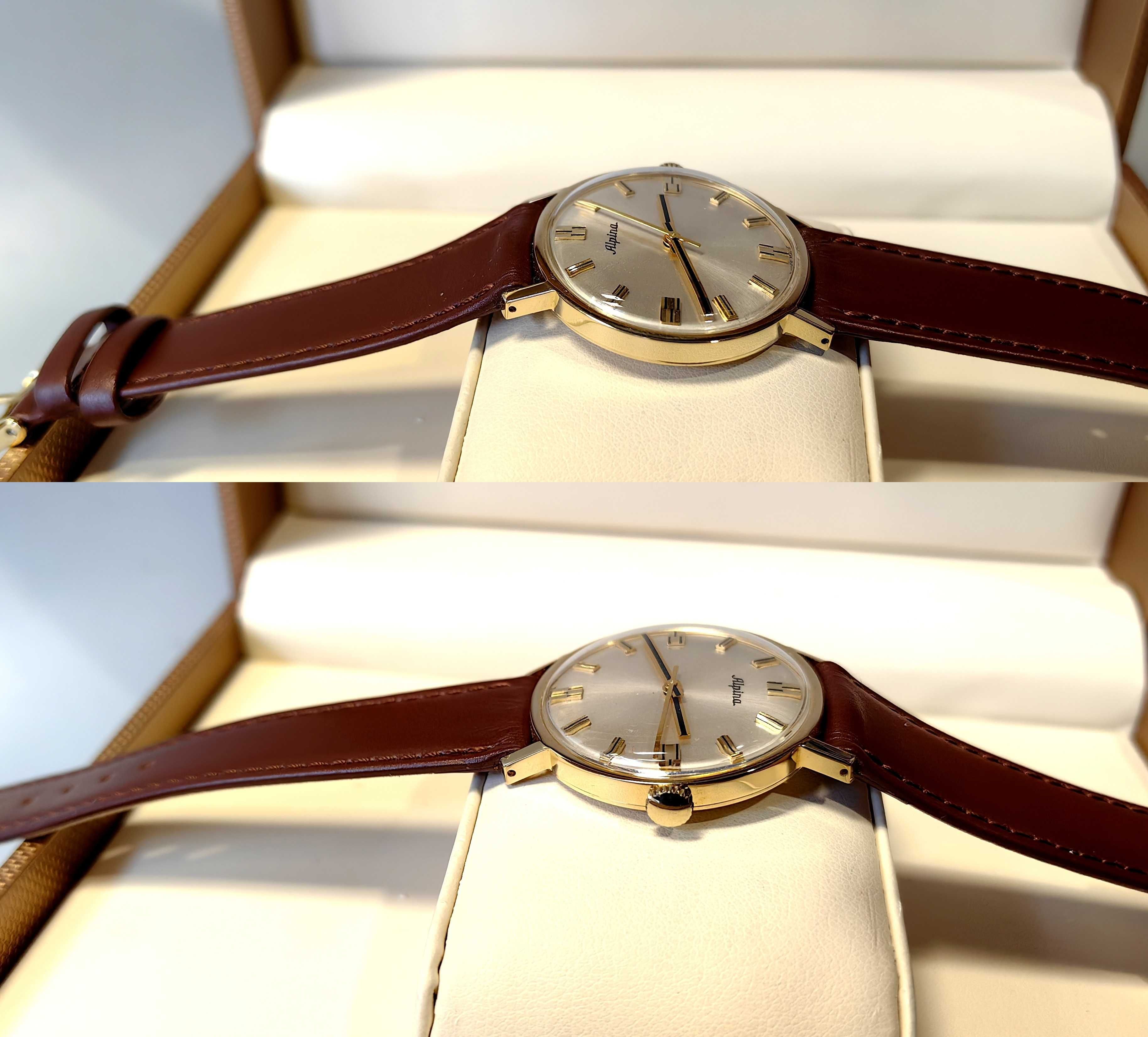 Złoty Zegarek ALPINA Vintage Mechaniczny próba 750 18K Swiss Rzadki !!