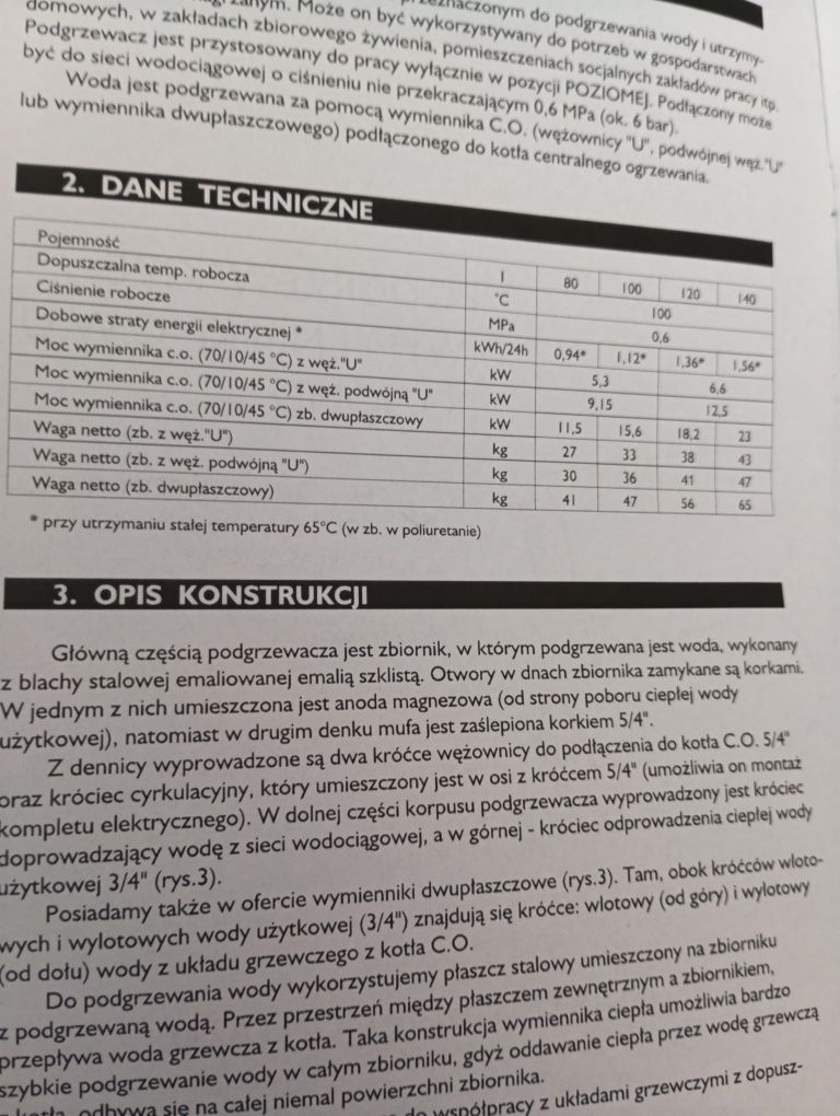 Bojler podgrzewacz wymiennik poziomy 85 l