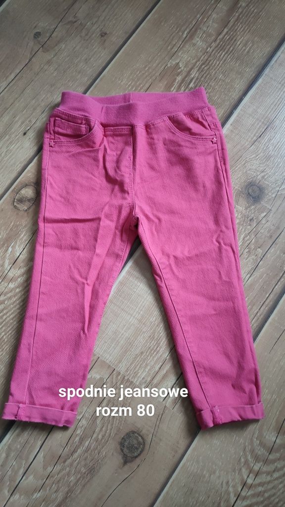 Spodnie jeansowe dziecięce różowe rozm 80 Chicco