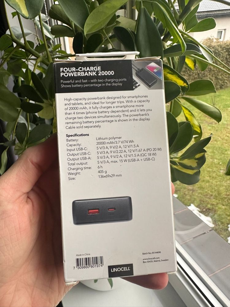 Linocell PowerBank 20 000 mAh czarny TOMI-TECH