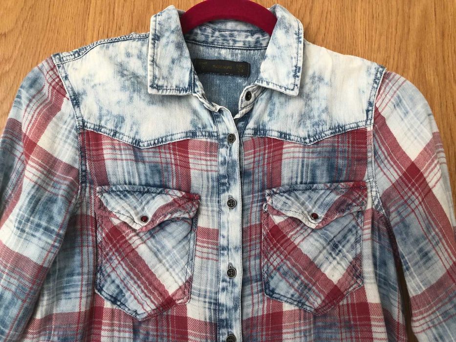 Koszula w niebiesko-czerwoną kratkę z długim rękawem, Pull&Bear