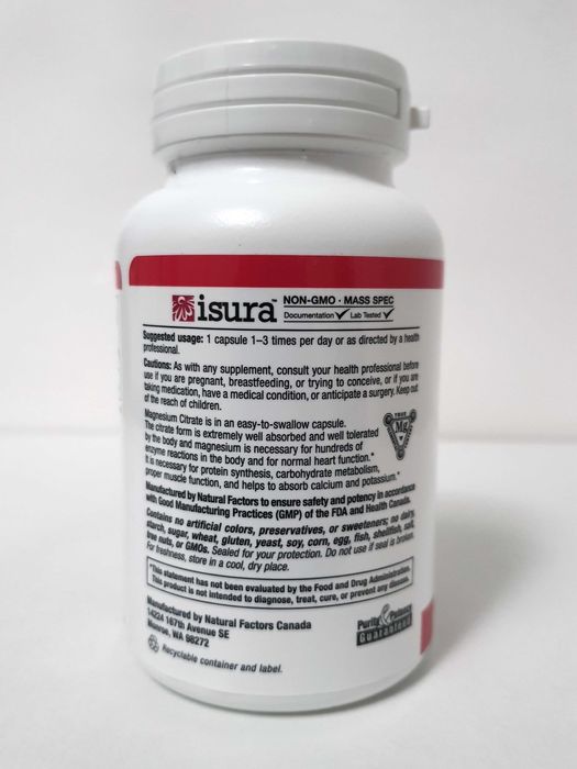 Магній цитрат Natural Factors, 150 мг, 90/180/360 капсул