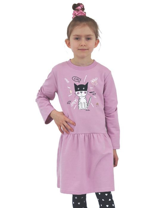 Sukienka dziewczęca z długim rękawem 122  Bawełniana Super Kocica Endo