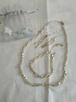 Conjunto prateado - colar + pulseira + brincos (novo)