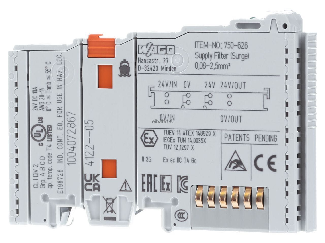 WAGO 750-626 Łącznik magistrali 24VDC filtr zasilania Fieldbus