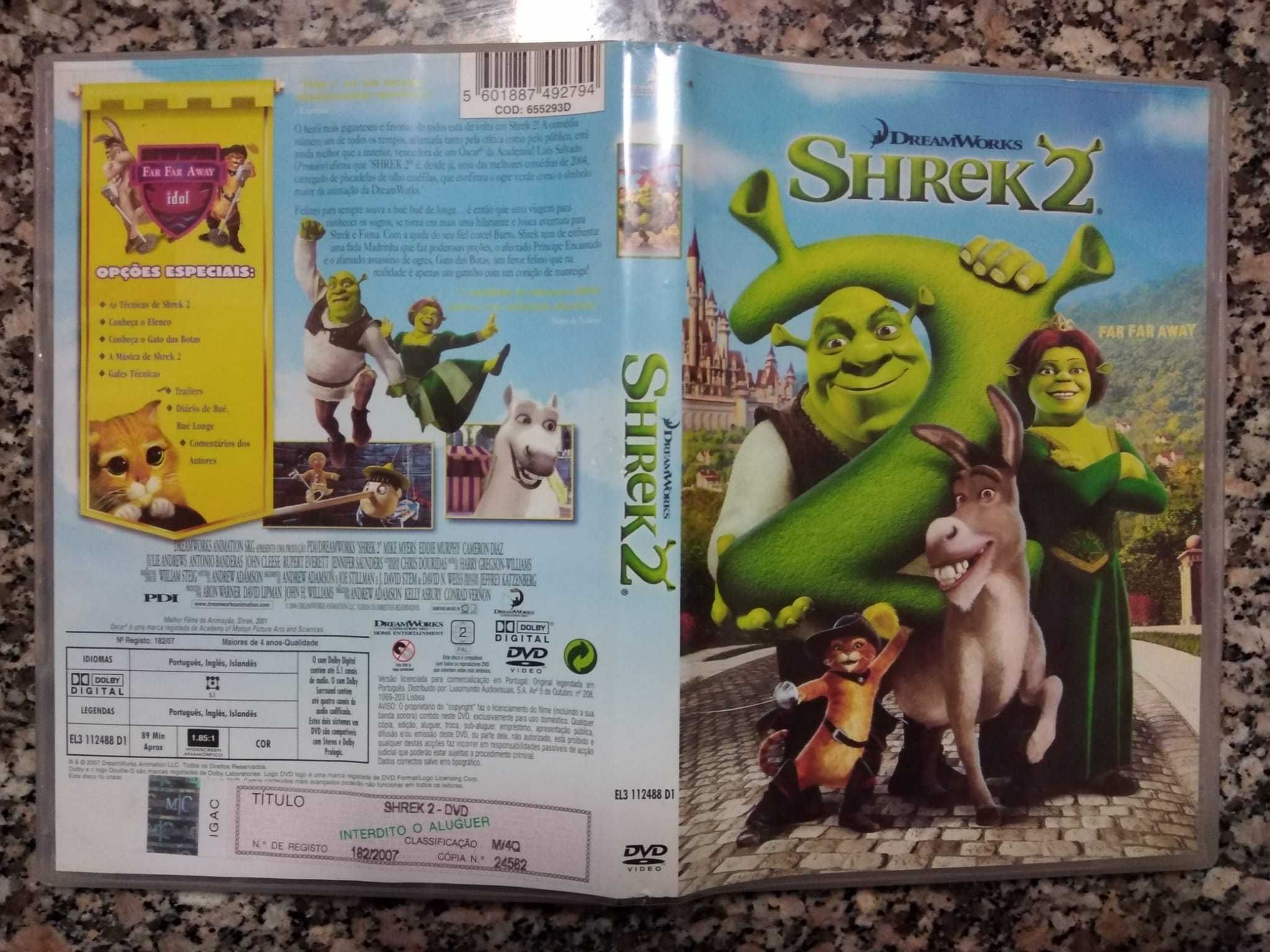 Filmes do Shrek em DVD + Gato das botas