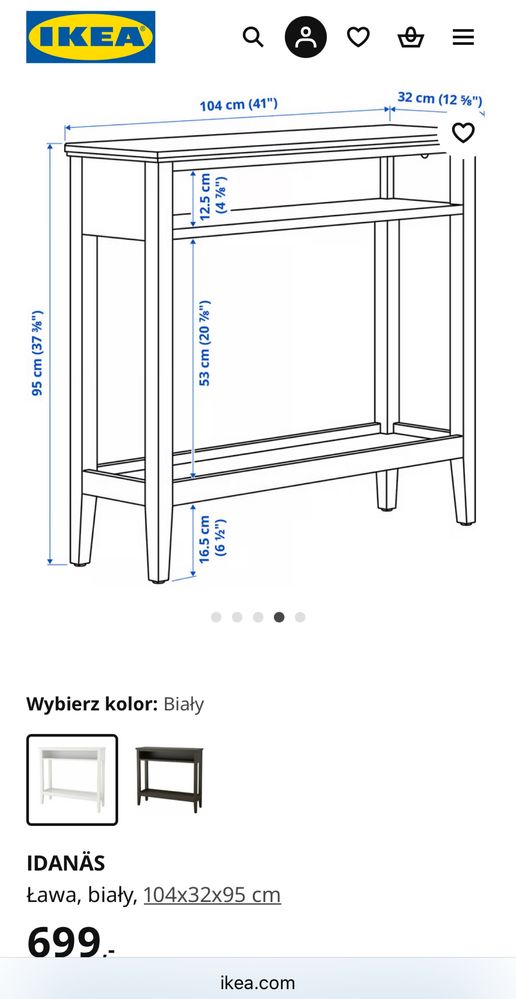 Biała komoda ława marki Ikea