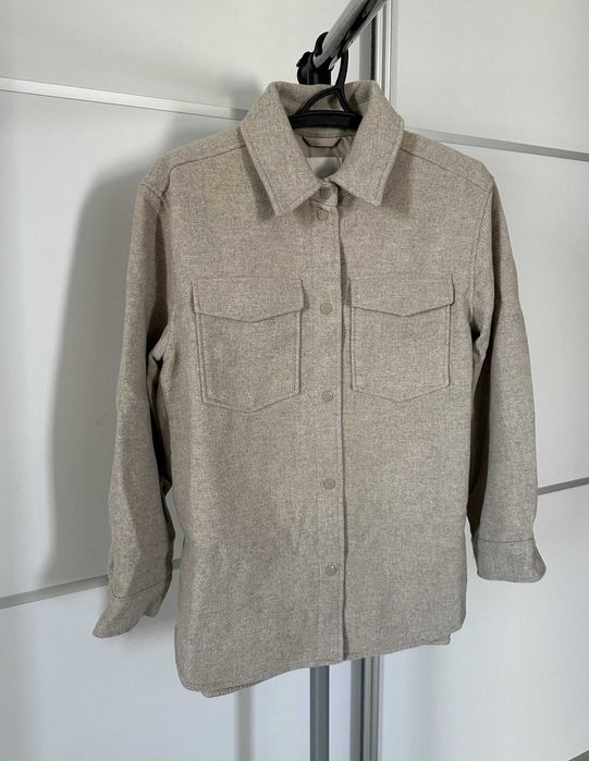 Піджак-сорочка світло-бежевий меланж фірмова стильна h&m жіноча