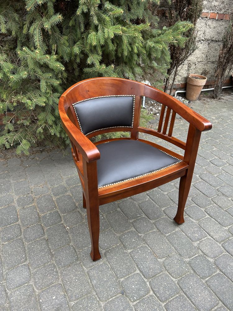 Stylowe Krzesło Do Biurka Fotel Skóra Naruralna Tron Po Renowacji