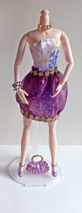 Conjunto de vestido sapatos e mala para Barbie