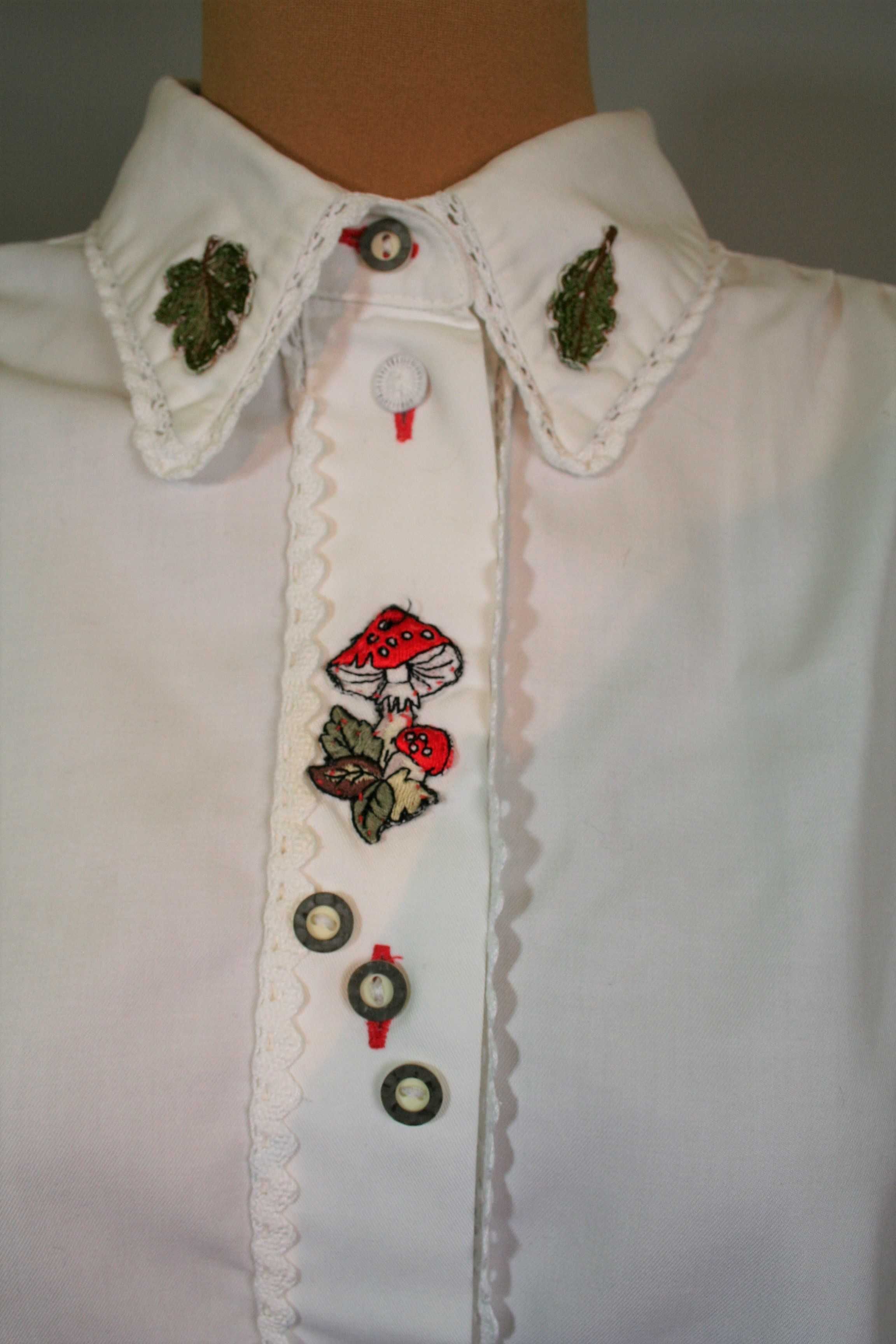 Koszula Bluzka tradycyjna,  bawełna, Bawaria, Niemcy, haftowana Rz: L