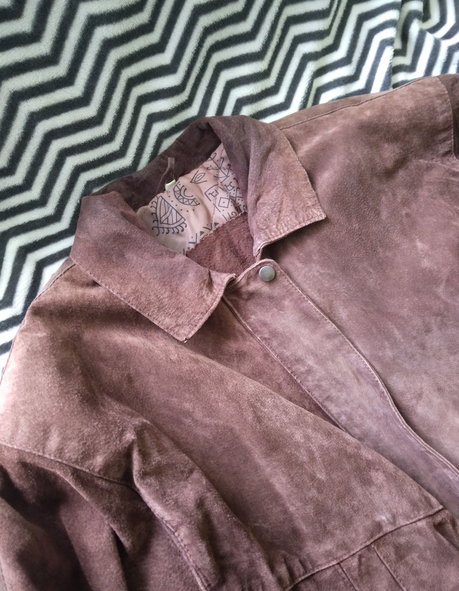 Kurtka bomber skórzana zamszowa Vintage Real Leather
