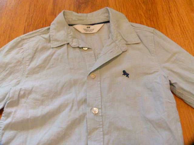 rozm 98 H&M koszula elegancka kolor blady seledynowy chłopięca