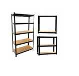 Regał Magazynowy Metalowy P9030 MDF Garaż Czarny