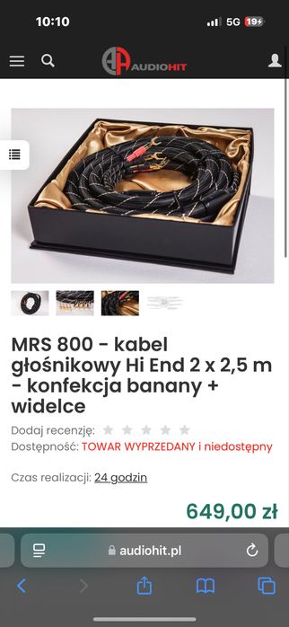 Kable , przewody glosnikowe Hi End MRS800 2x2,5m