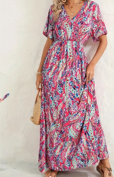 Piękna długa maxi sukienka wiosna lato wakacje komunia chrzest wesele