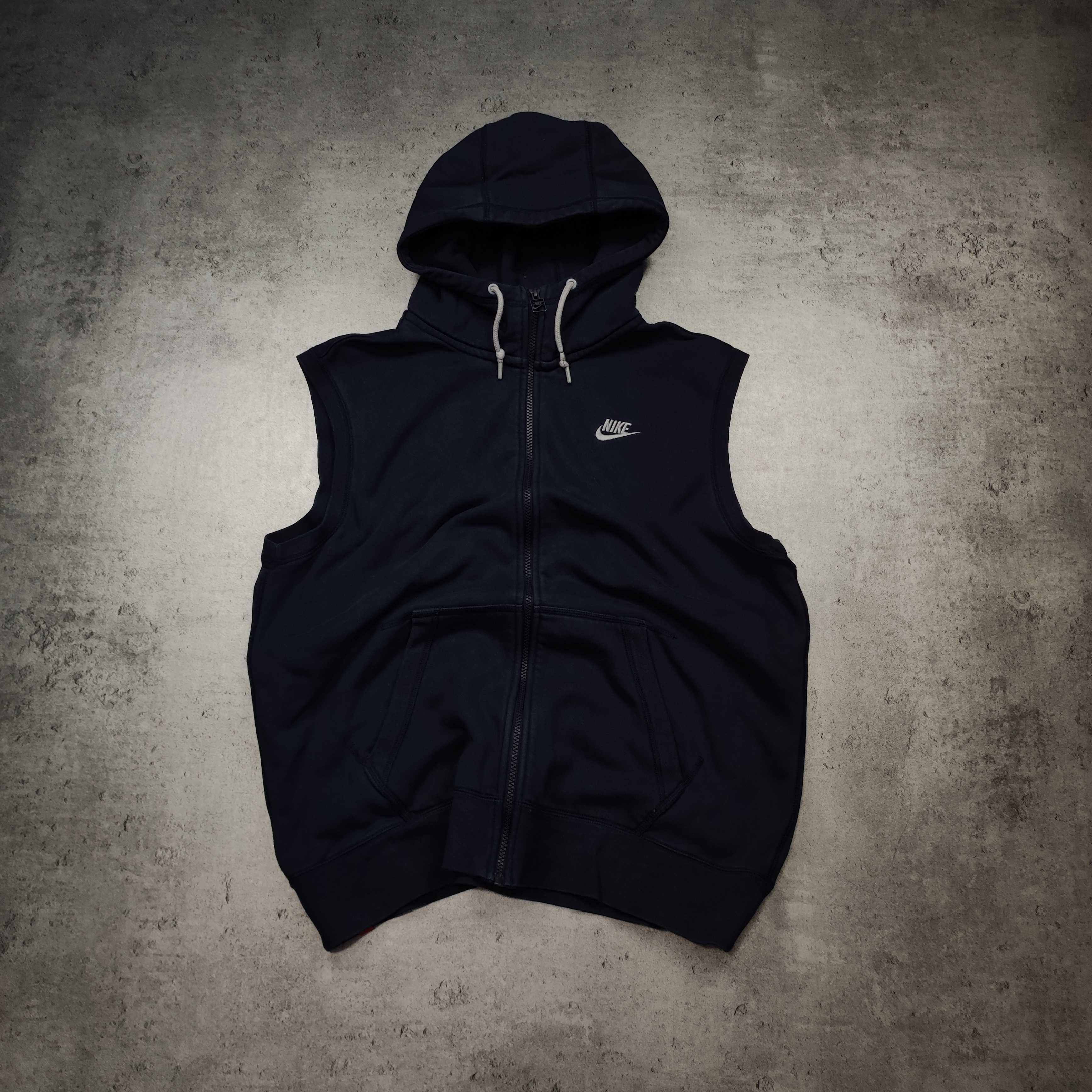 MĘSKA Granatowa Bluza SPORTOWA Bawełna Hoodie Rozpinana KAMIZELKA Nike