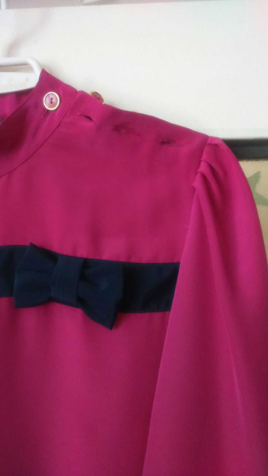 Koszula z bufkami, koszulka różowa, neon,pin-up,retro, kokardka, NOWA