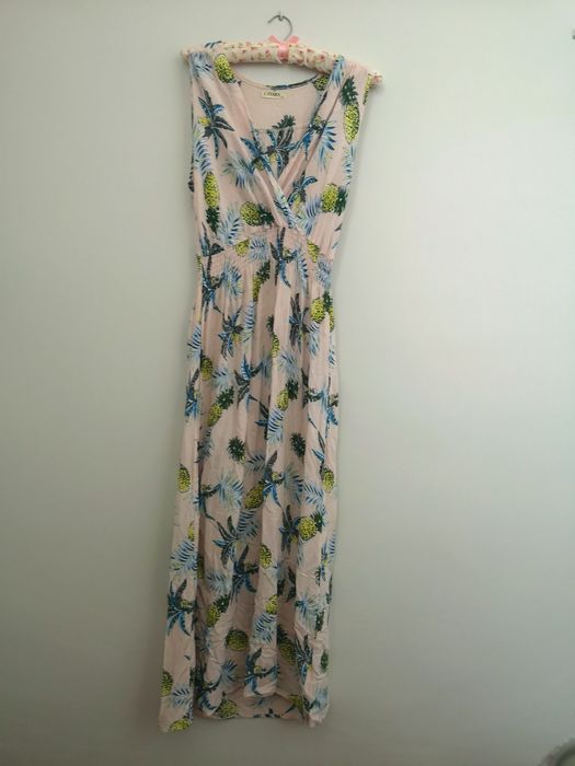 Sukienka damska letnia l-xl 40-42 długa maxi na grubych ramiączkach ró