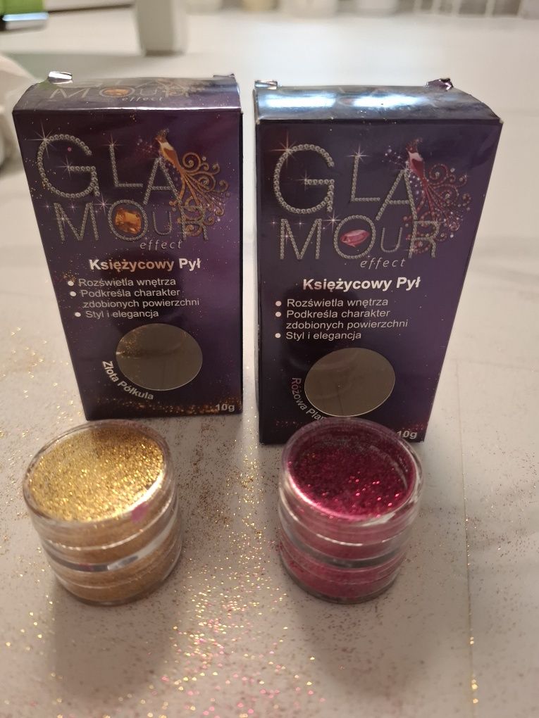 2 x Glamour Effect Księżycowy Pył pigmenty dekoracyjne złoty i różowy
