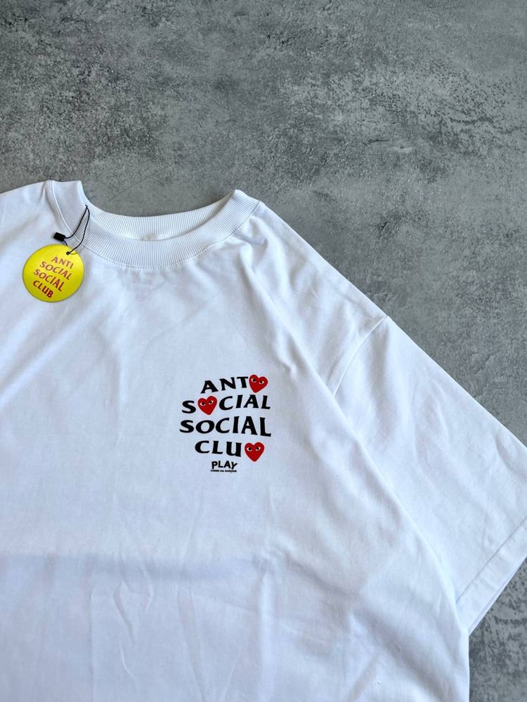 Футболка PLAY Comme des Garcons & ASSC біла оверсайз з бірками