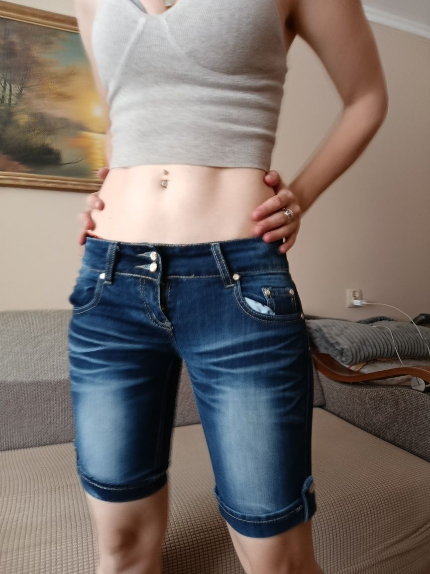 Rybaczki granatowe jeansowe XXS/XS 32/34 y2k 2000s 00s aesthetic low r
