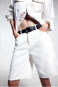 Белые джинсовые шорты H&M 42, шорти бермуди жіночі