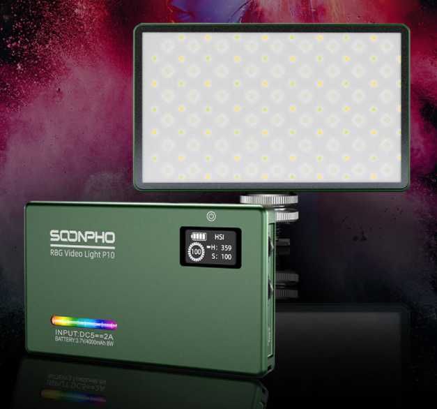 Накамерный LED осветитель Soonpho P10 RGB с аккумулятором 4400 mAh