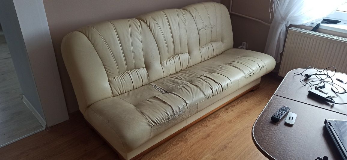 Kanapa, sofa skórzana rozkładana