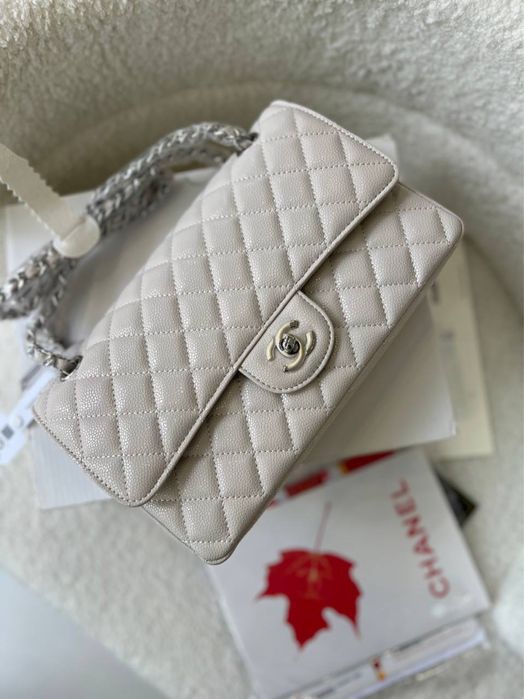 Сумка Chanel бежева в коробці натуральна шкіра