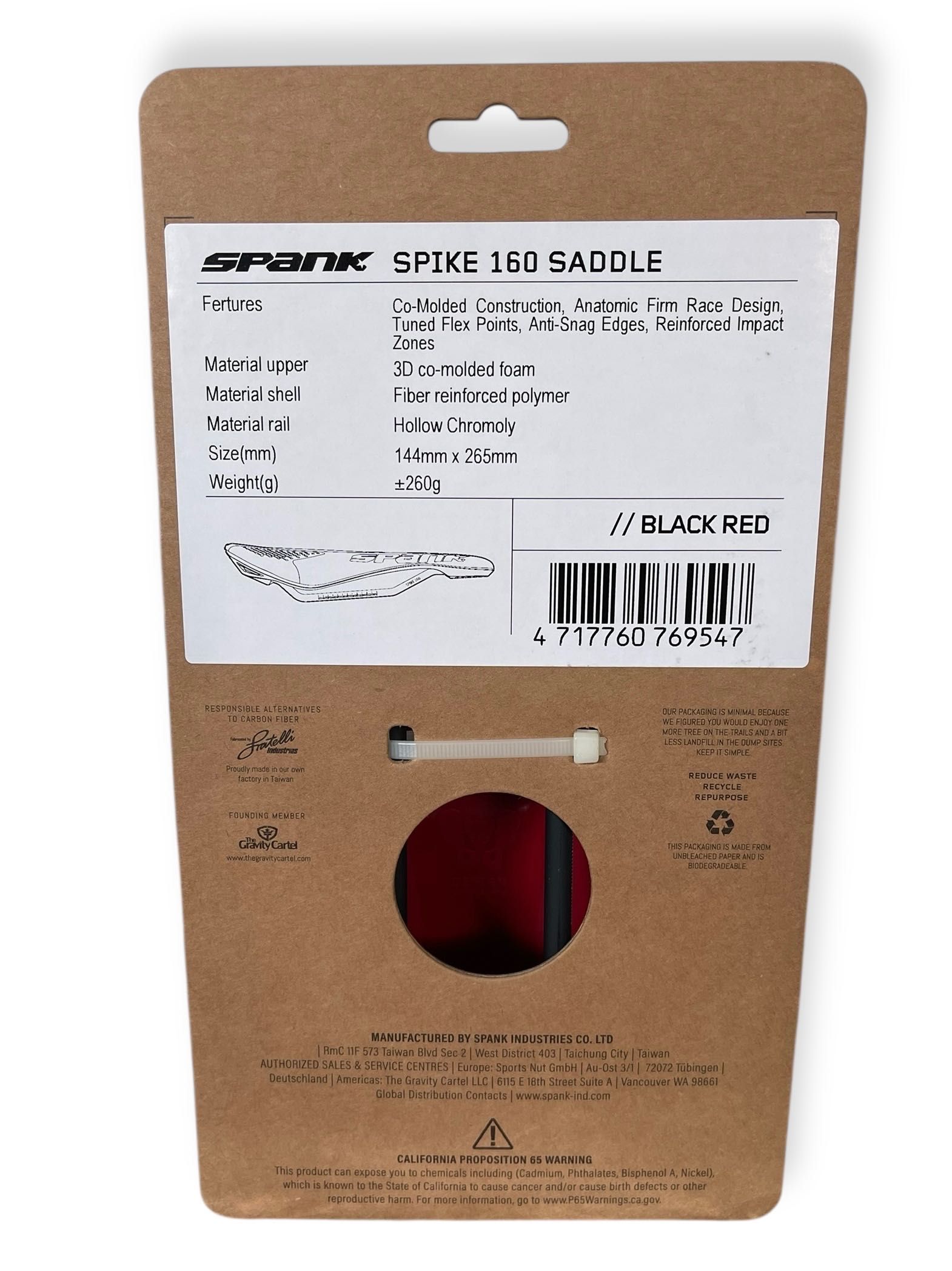 Siodełko rowerowe SPANK SPIKE 160 black red nowe FV / 029-258