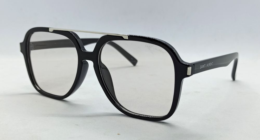 Saint Laurent очки унисекс полупрозрачные в черной глянцевой оправе