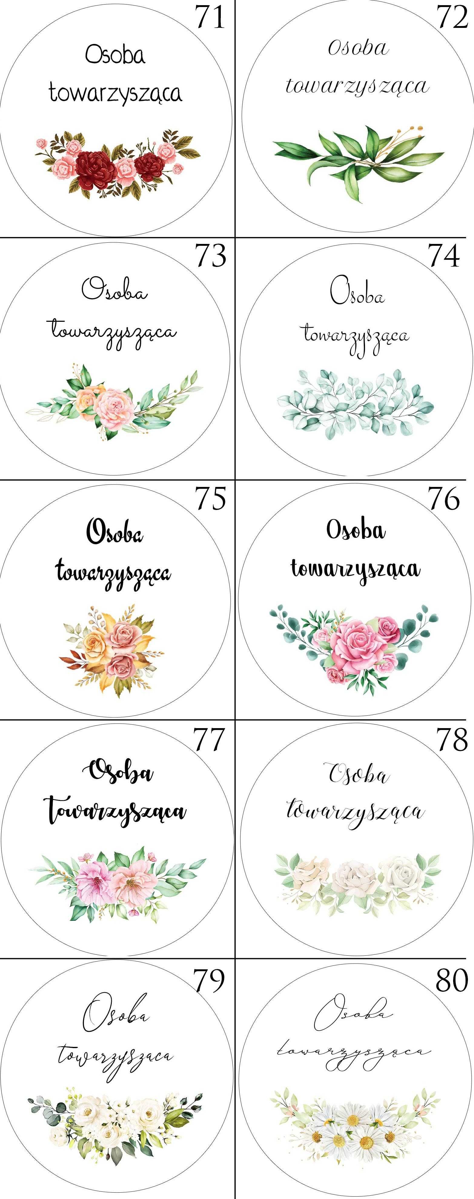 Winietki okrągłe ślub wesele wizytówki chrzest roczek