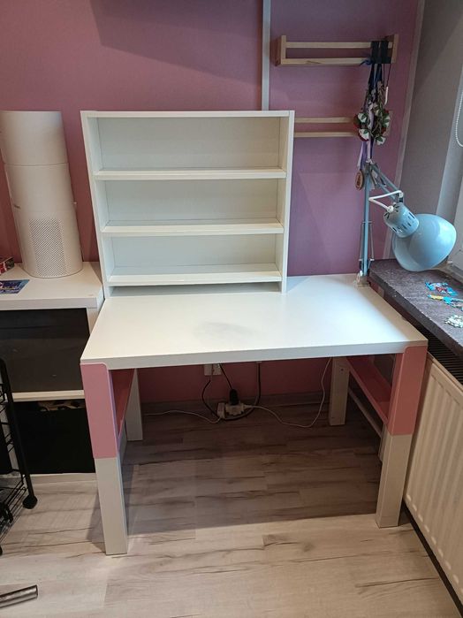 Biurko, Pahl, Ikea, różowe z nadstawką