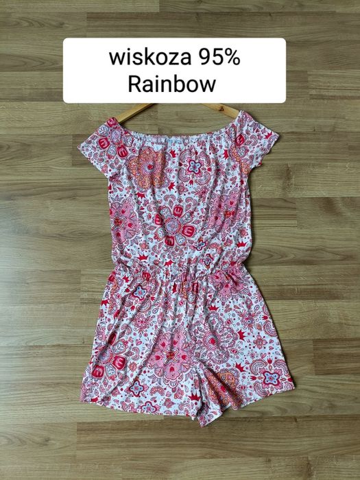 Kombinezon damski krótki na lato letni wzorzysty wiskoza kolorowy S M