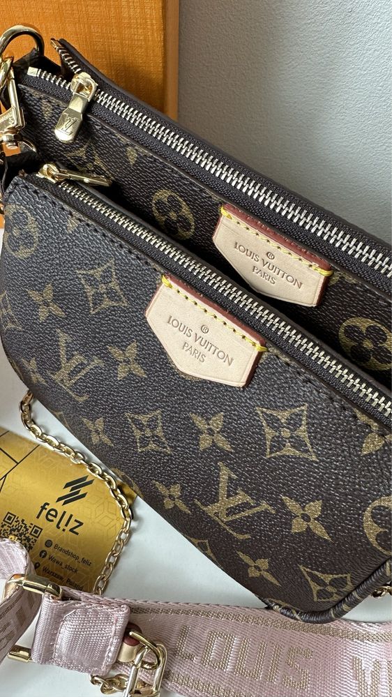 Luksusowa torebka skórzana Louis Vuitton monogram Multi Pochette skora