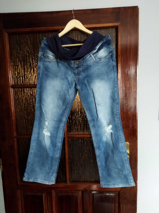 Spodnie ciążowe NOWE 40 dżinsy jeansy Bonprix dziury wstawka na brzuch