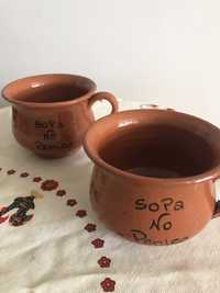 Taça (duas no total) em barro para sopa tradicional